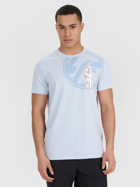 Męski t-shirt z nadrukiem 4F 4FRSS25TTSHM3002 - niebieski