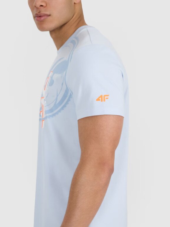 Męski t-shirt z nadrukiem 4F 4FRSS25TTSHM3002 - niebieski