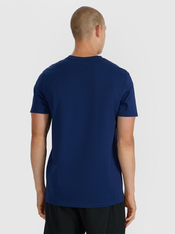 Męski t-shirt z nadrukiem 4F 4FRSS25TTSHM3155 - granatowy