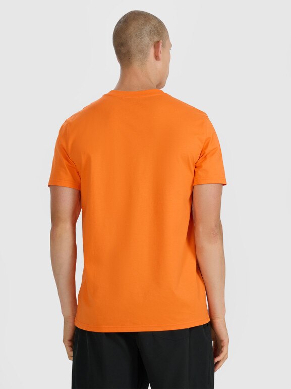 Męski t-shirt z nadrukiem 4F 4FRSS25TTSHM3155 - pomarańczowy