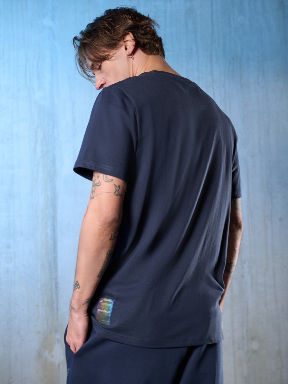 Męski t-shirt z nadrukiem 4F 4FRSS26TTSHM3657 - granatowy