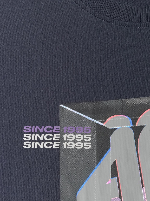 Męski t-shirt z nadrukiem 4F 4FRSS26TTSHM3657 - granatowy