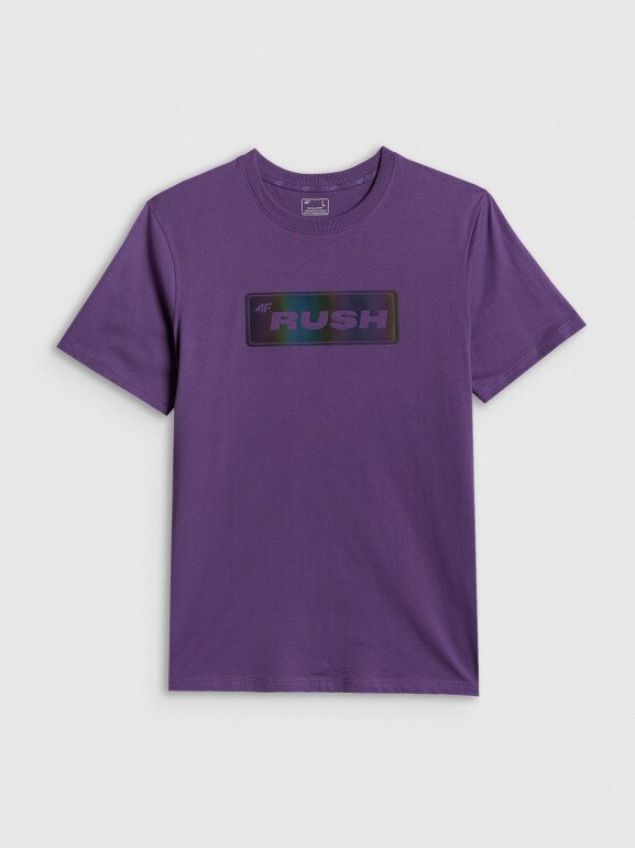 Męski t-shirt z nadrukiem 4F 4FRSS26TTSHM3659 - fioletowy
