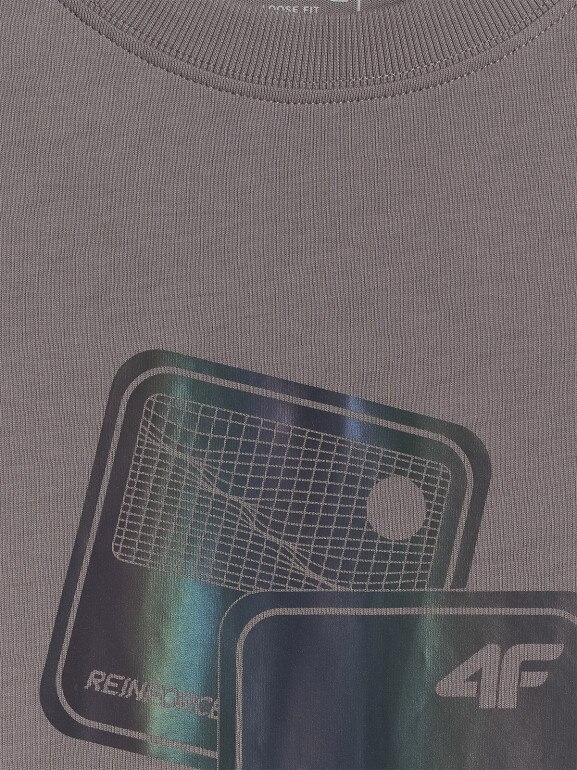 Męski t-shirt z nadrukiem 4F 4FRSS26TTSHM3660 - szary