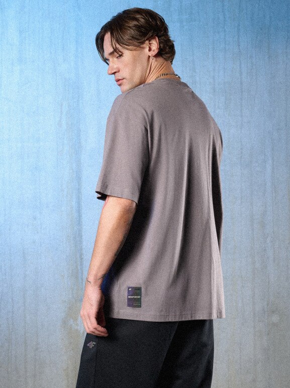 Męski t-shirt z nadrukiem 4F 4FRSS26TTSHM3660 - szary