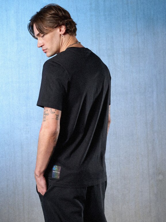 Męski t-shirt z nadrukiem 4F 4FRSS26TTSHM3662 - czarny