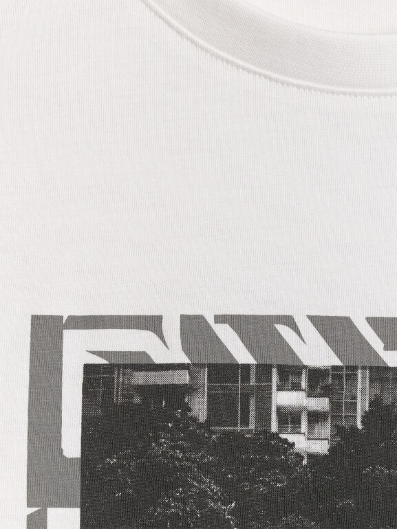 Męski t-shirt z nadrukiem 4F 4FRSS26TTSHM3769 - biały