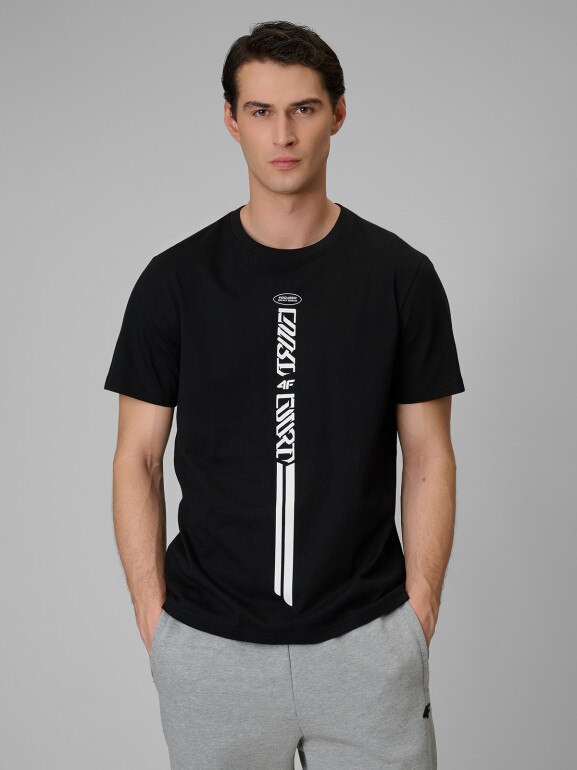 Męski t-shirt z nadrukiem 4F 4FRSS26TTSHM3771 - czarny