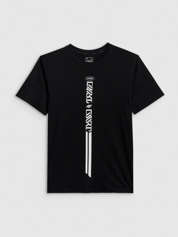 Męski t-shirt z nadrukiem 4F 4FRSS26TTSHM3771 - czarny