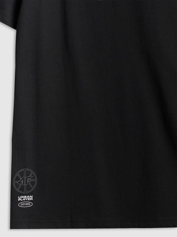 Męski t-shirt z nadrukiem 4F 4FRSS26TTSHM3775 - czarny