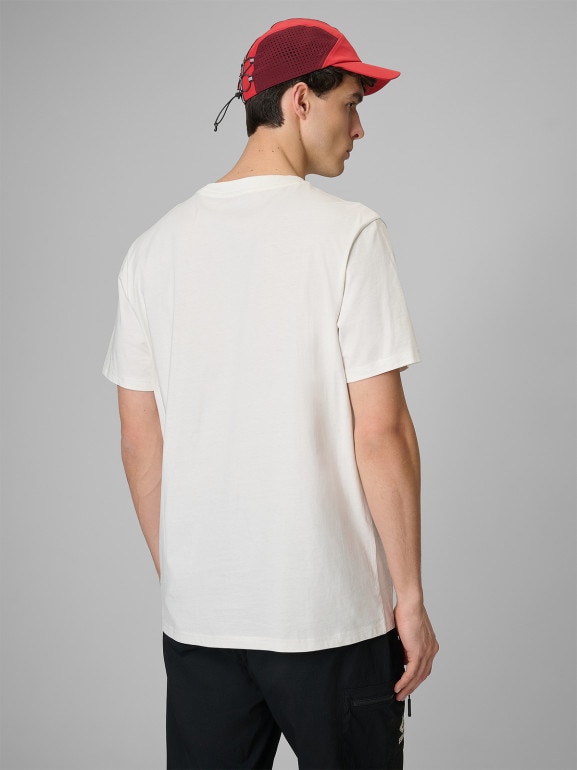 Męski t-shirt z nadrukiem 4F 4FRSS26TTSHM3810 - biały