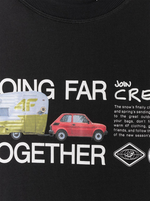 Męski t-shirt z nadrukiem 4F 4FRSS26TTSHM3810 - czarny