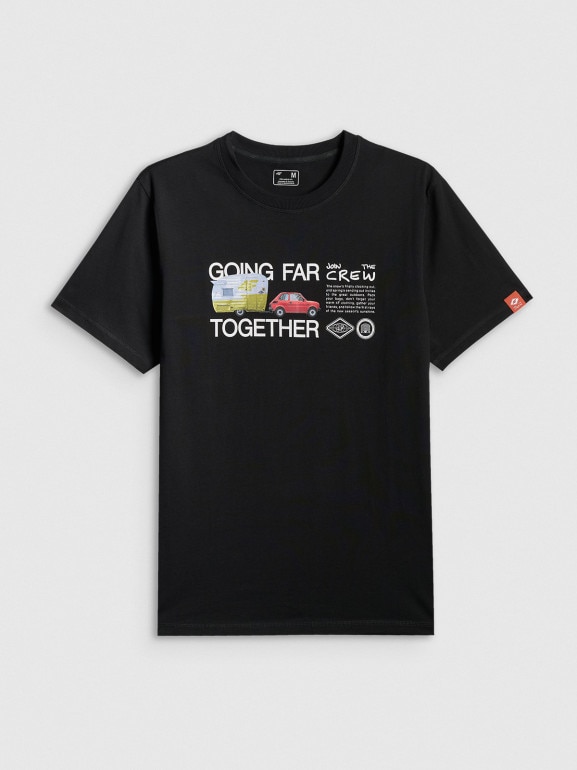 Męski t-shirt z nadrukiem 4F 4FRSS26TTSHM3810 - czarny