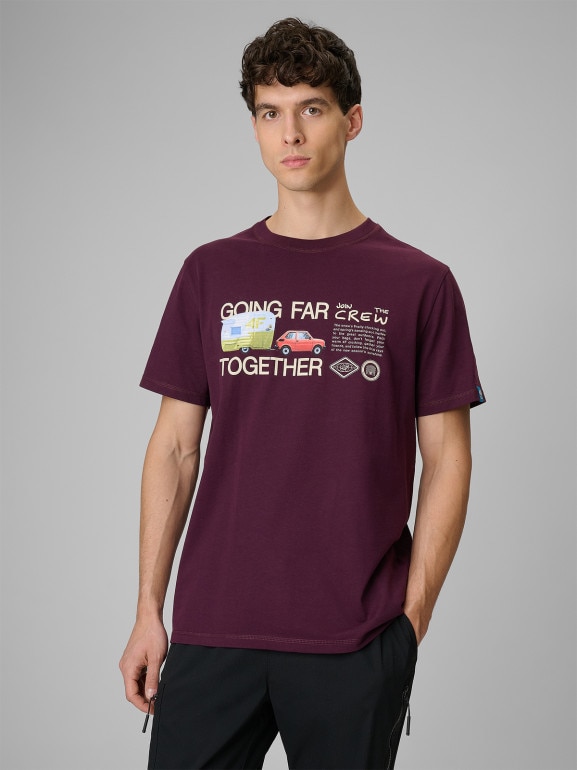 Męski t-shirt z nadrukiem 4F 4FRSS26TTSHM3810 - fioletowy