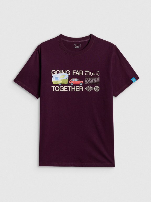 Męski t-shirt z nadrukiem 4F 4FRSS26TTSHM3810 - fioletowy