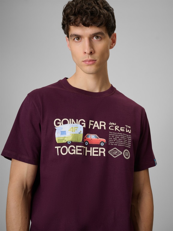 Męski t-shirt z nadrukiem 4F 4FRSS26TTSHM3810 - fioletowy