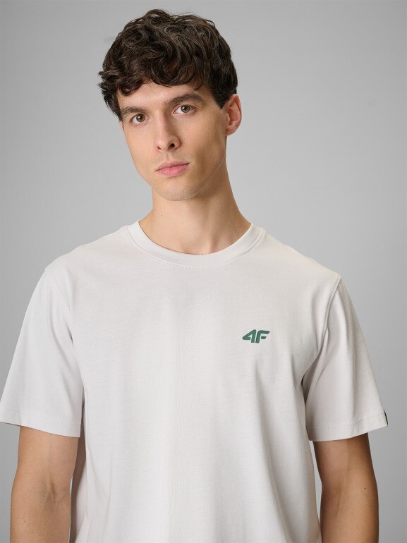 Męski t-shirt z nadrukiem 4F 4FRSS26TTSHM3814 - biały