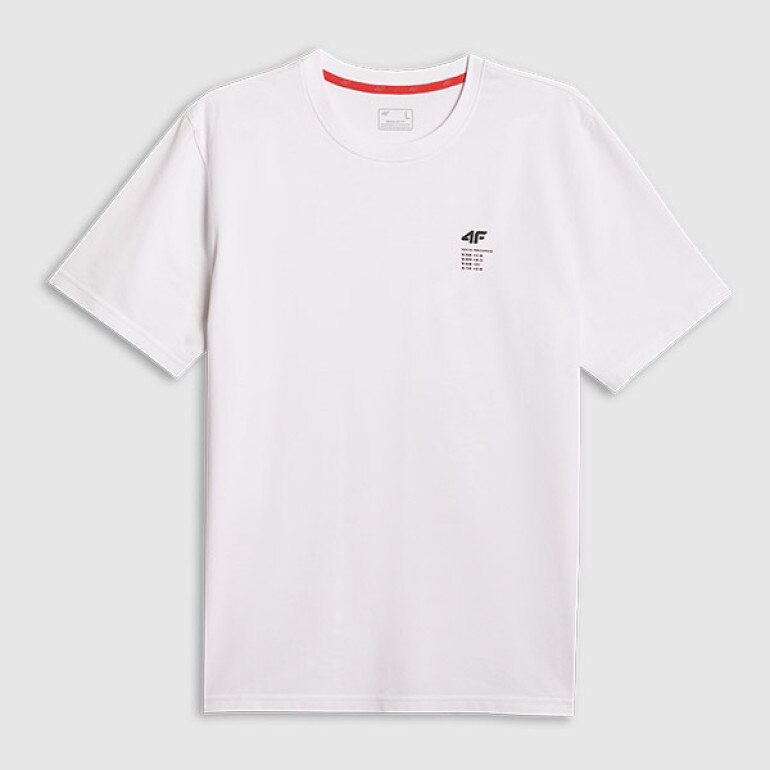 Męski t-shirt z nadrukiem 4F 4FRSS26TTSHM3818 - biały
