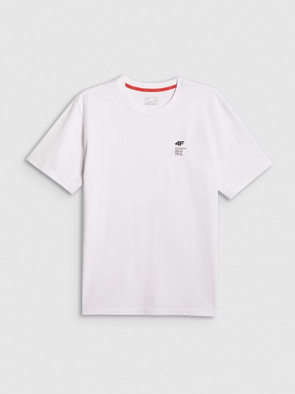 Męski t-shirt z nadrukiem 4F 4FRSS26TTSHM3818 - biały