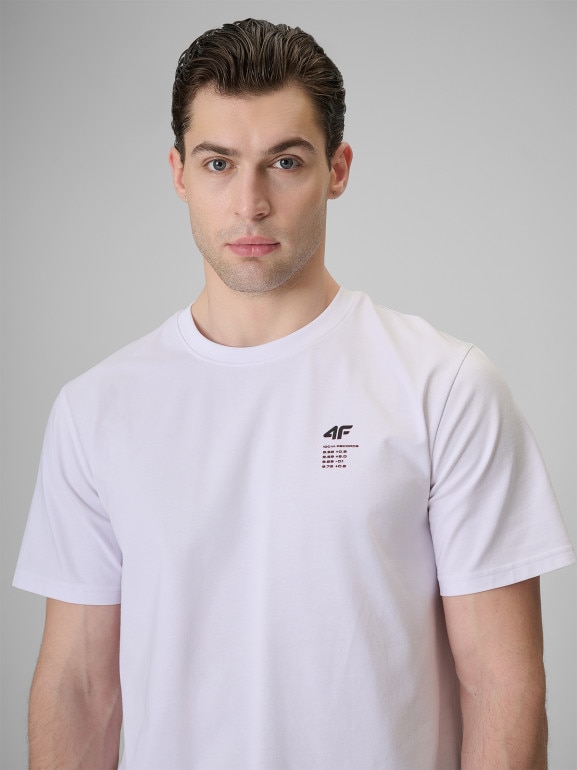 Męski t-shirt z nadrukiem 4F 4FRSS26TTSHM3818 - biały
