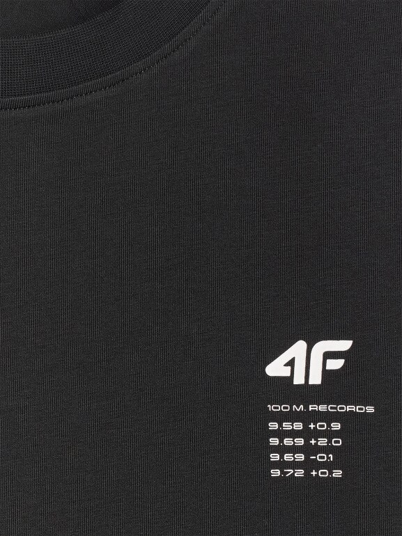 Męski t-shirt z nadrukiem 4F 4FRSS26TTSHM3818 - czarny