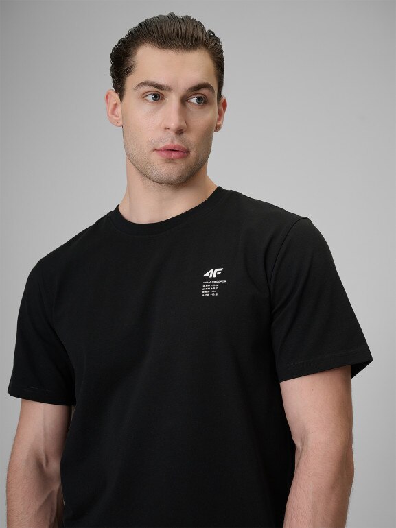 Męski t-shirt z nadrukiem 4F 4FRSS26TTSHM3818 - czarny