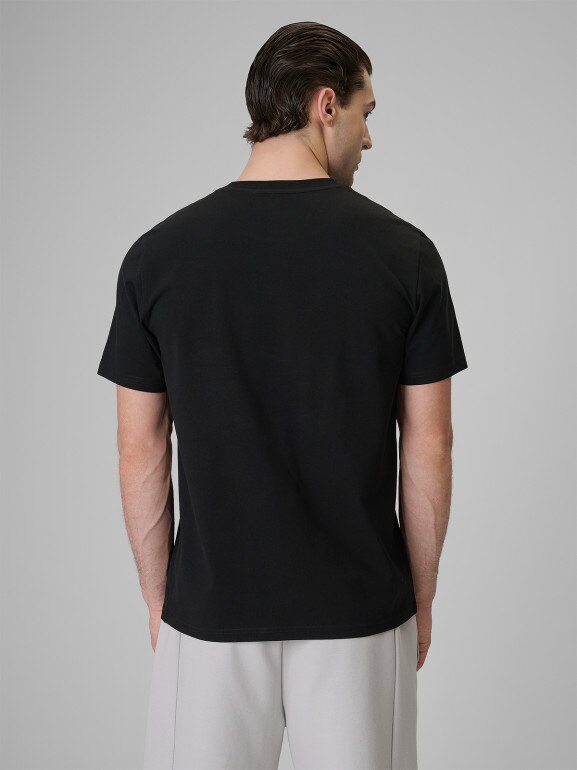 Męski t-shirt z nadrukiem 4F 4FRSS26TTSHM3818 - czarny