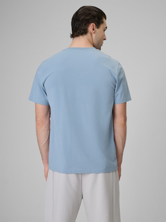 Męski t-shirt z nadrukiem 4F 4FRSS26TTSHM3818 - niebieski