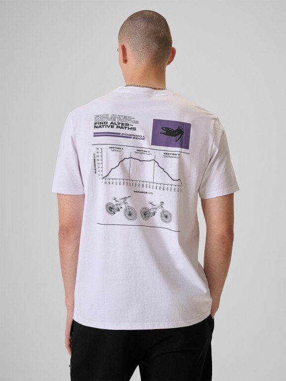 Męski t-shirt z nadrukiem 4F 4FRSS26TTSHM3873 - biały