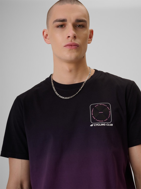 Męski t-shirt z nadrukiem 4F 4FRSS26TTSHM3877 - czarny