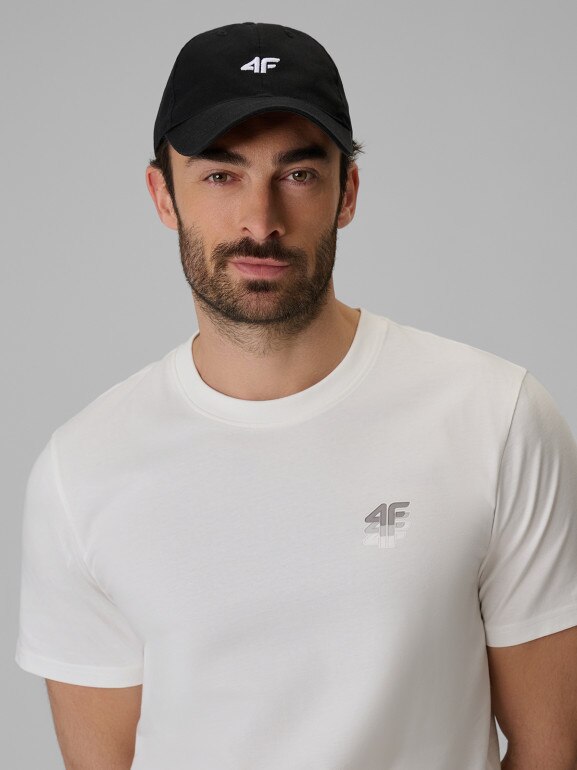 Męski t-shirt bez nadruku 4F 4FRSS26TTSHM3973 - biały