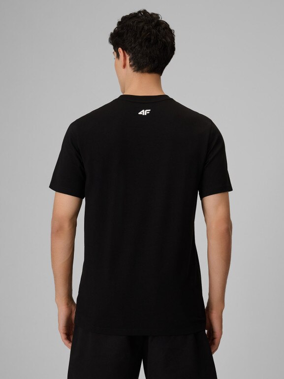 Męski t-shirt z nadrukiem 4F 4FRSS26TTSHM3976 - czarny