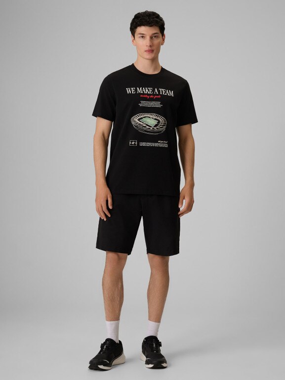Męski t-shirt z nadrukiem 4F 4FRSS26TTSHM3976 - czarny