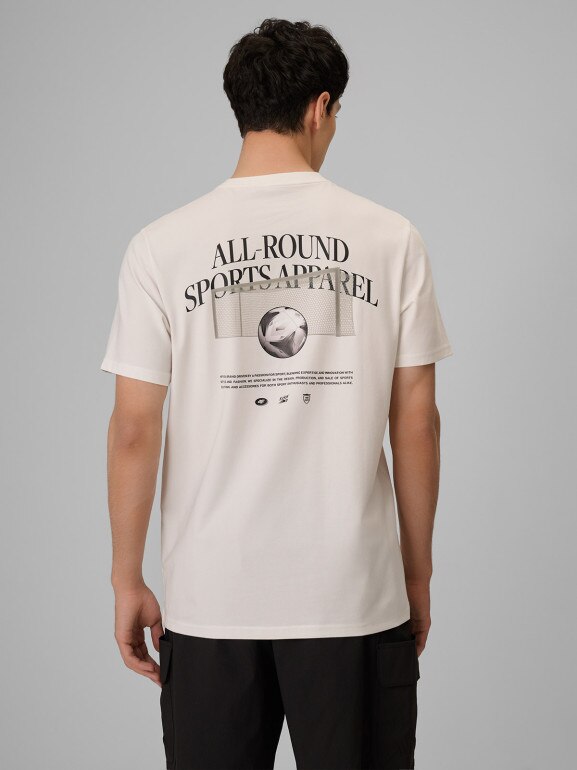 Męski t-shirt z nadrukiem 4F 4FRSS26TTSHM3977 - biały