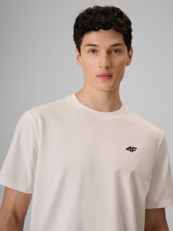Męski t-shirt z nadrukiem 4F 4FRSS26TTSHM3977 - biały