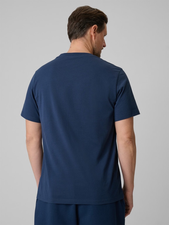Męski t-shirt z nadrukiem 4F 4FRSS26TTSHM3989 - granatowy