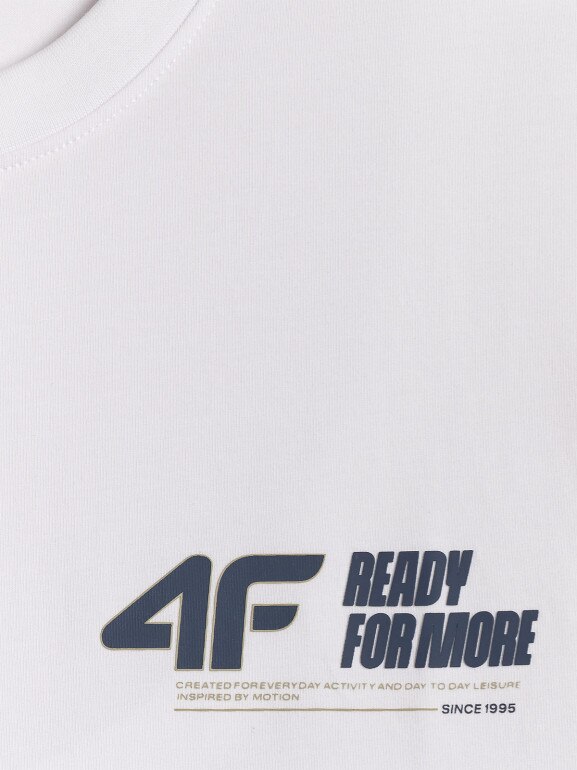 Męski t-shirt z nadrukiem 4F 4FRSS26TTSHM3992 - biały
