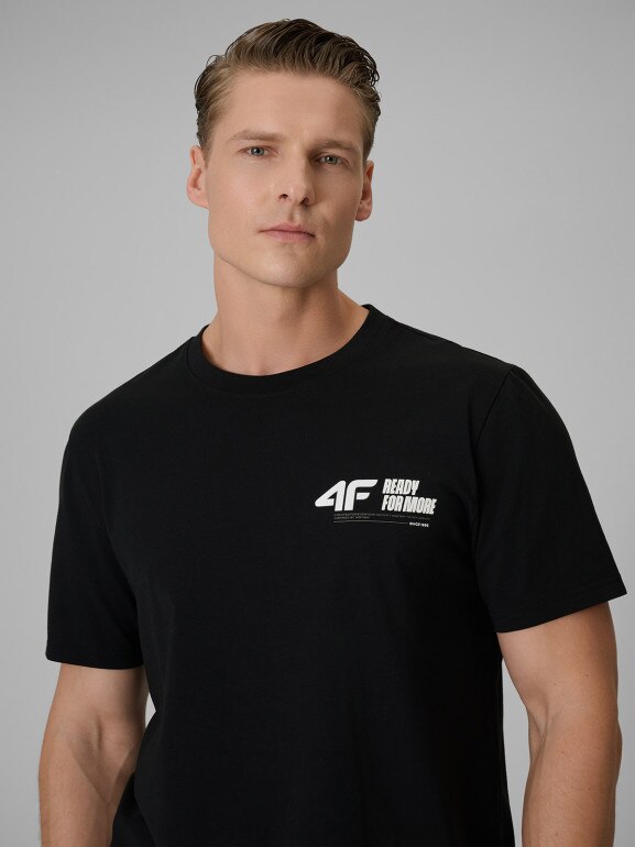 Męski t-shirt z nadrukiem 4F 4FRSS26TTSHM3992 - czarny