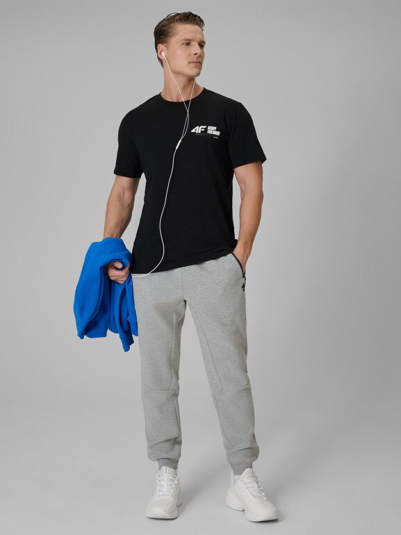 Męski t-shirt z nadrukiem 4F 4FRSS26TTSHM3992 - czarny