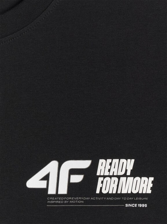 Męski t-shirt z nadrukiem 4F 4FRSS26TTSHM3992 - czarny