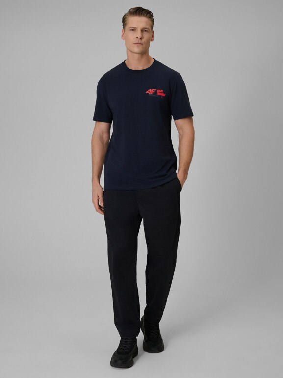 Męski t-shirt z nadrukiem 4F 4FRSS26TTSHM3992 - granatowy
