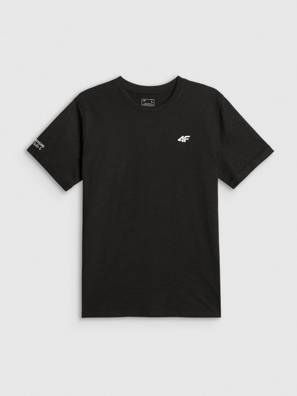 Męski t-shirt z nadrukiem 4F 4FRSS26TTSHM3994 - czarny