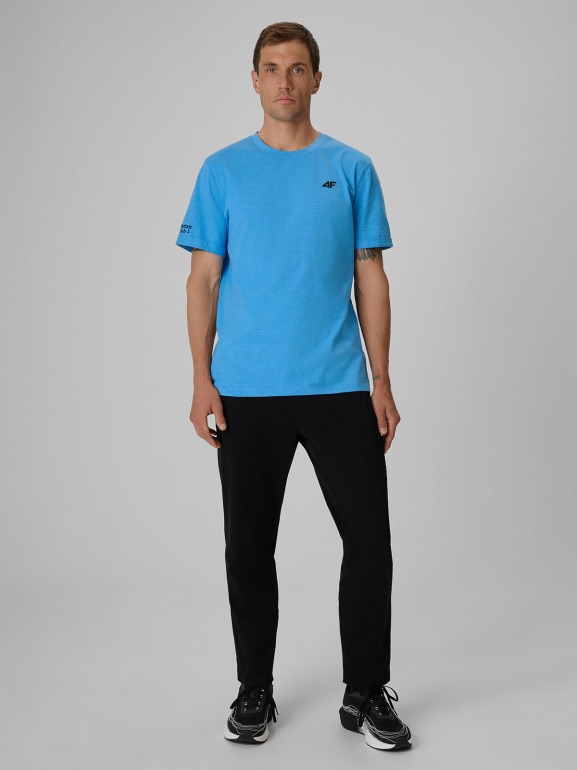 Męski t-shirt z nadrukiem 4F 4FRSS26TTSHM3994 - niebieski