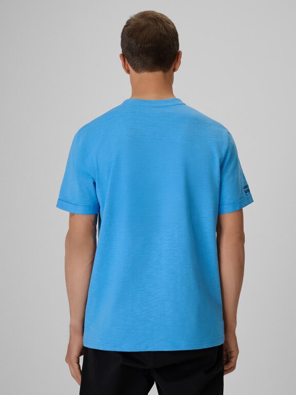 Męski t-shirt z nadrukiem 4F 4FRSS26TTSHM3994 - niebieski
