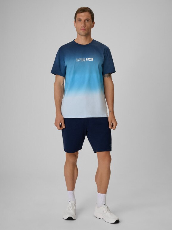 Męski t-shirt z nadrukiem 4F 4FRSS26TTSHM3995 - granatowy