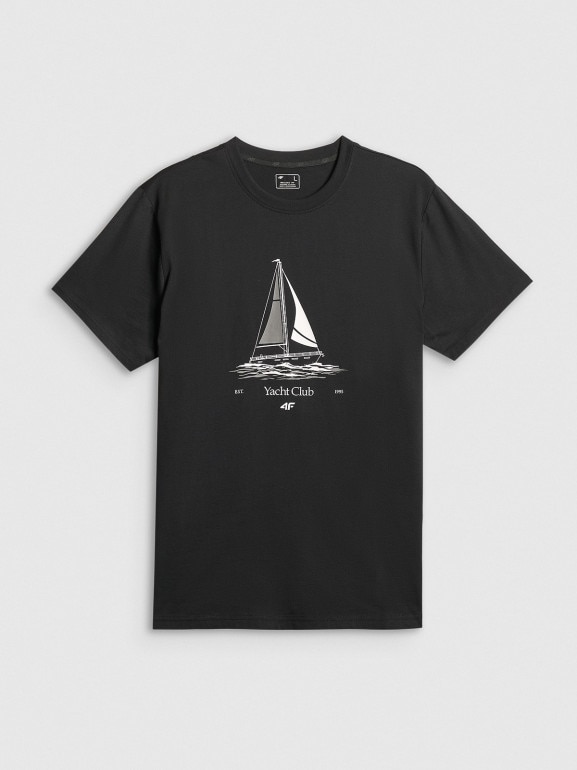 Męski t-shirt z nadrukiem 4F 4FRSS26TTSHM3996 - czarny