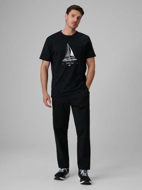 Męski t-shirt z nadrukiem 4F 4FRSS26TTSHM3996 - czarny
