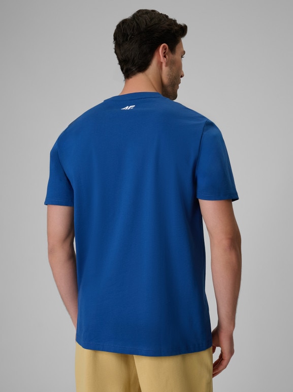 Męski t-shirt z nadrukiem 4F 4FRSS26TTSHM3996 - niebieski