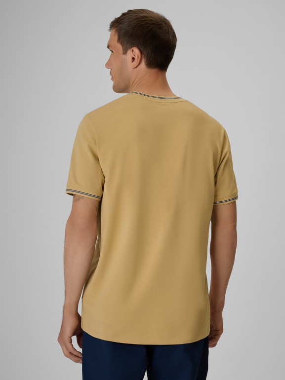 Męski t-shirt z nadrukiem 4F 4FRSS26TTSHM3997 - brązowy