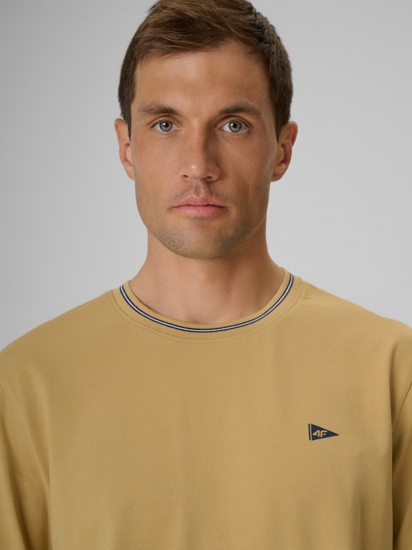 Męski t-shirt z nadrukiem 4F 4FRSS26TTSHM3997 - brązowy
